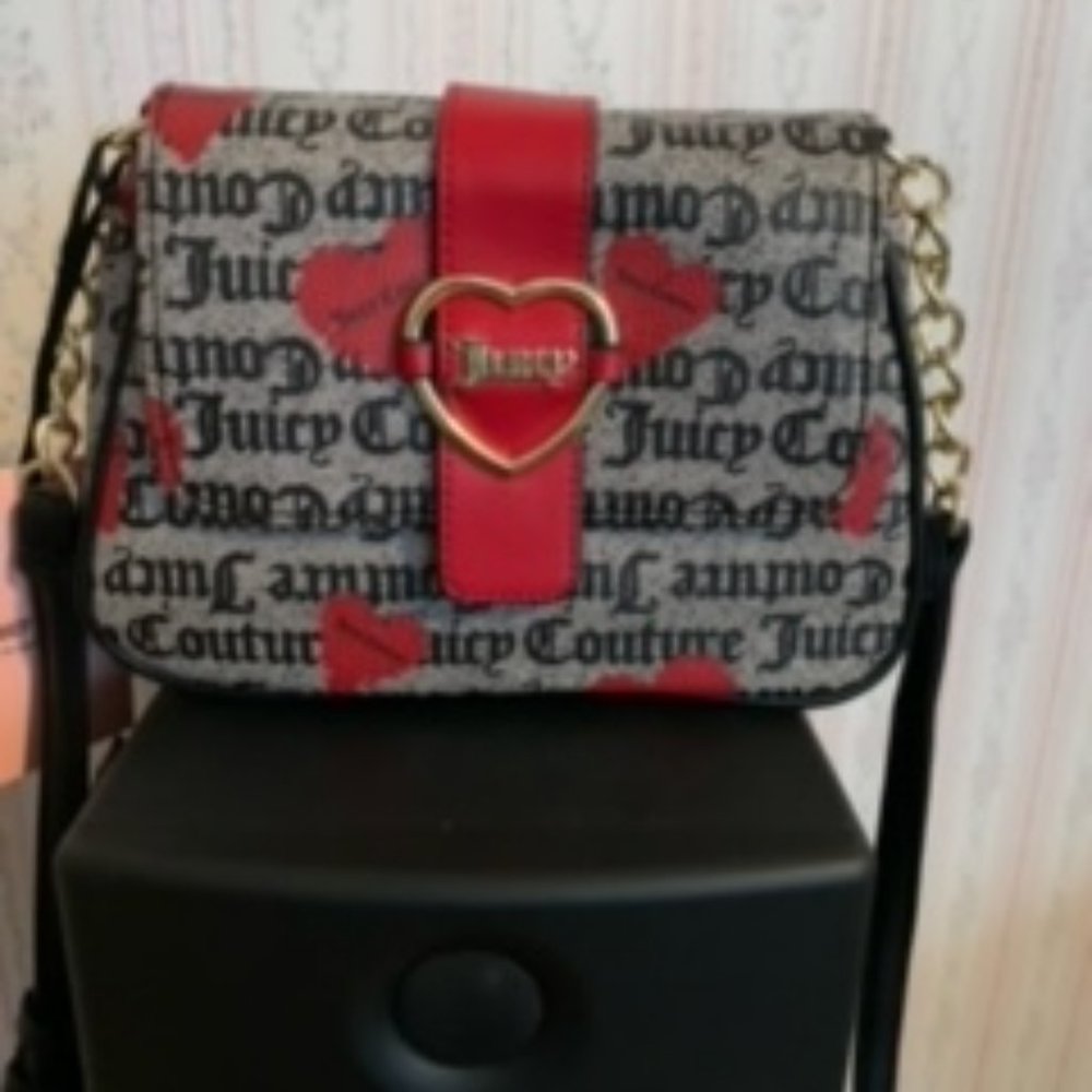 Juicy couture black beige with red heart crossbody
